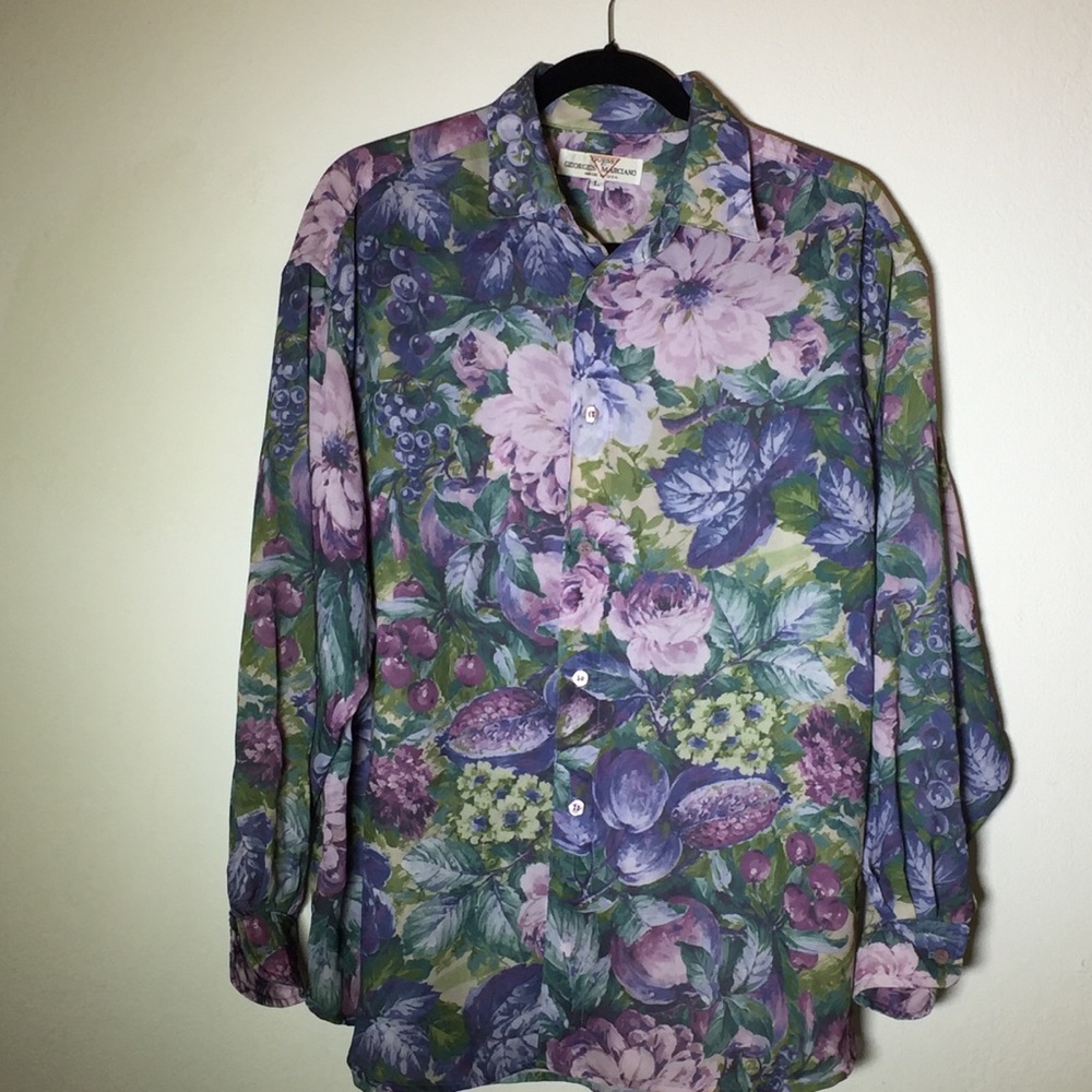 Vintage 1990‎ Guess LS Boyfriend Print Shirt size L